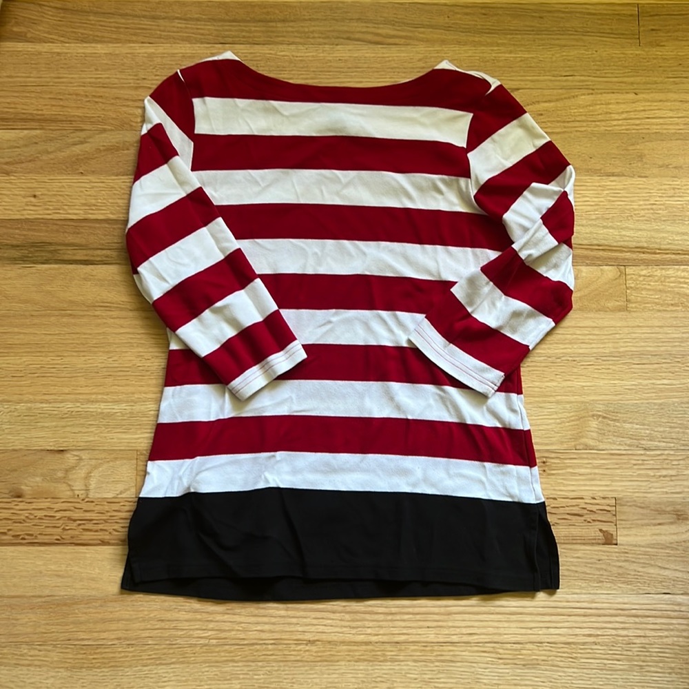 Karen scot boat neck red and white stripped sweater
